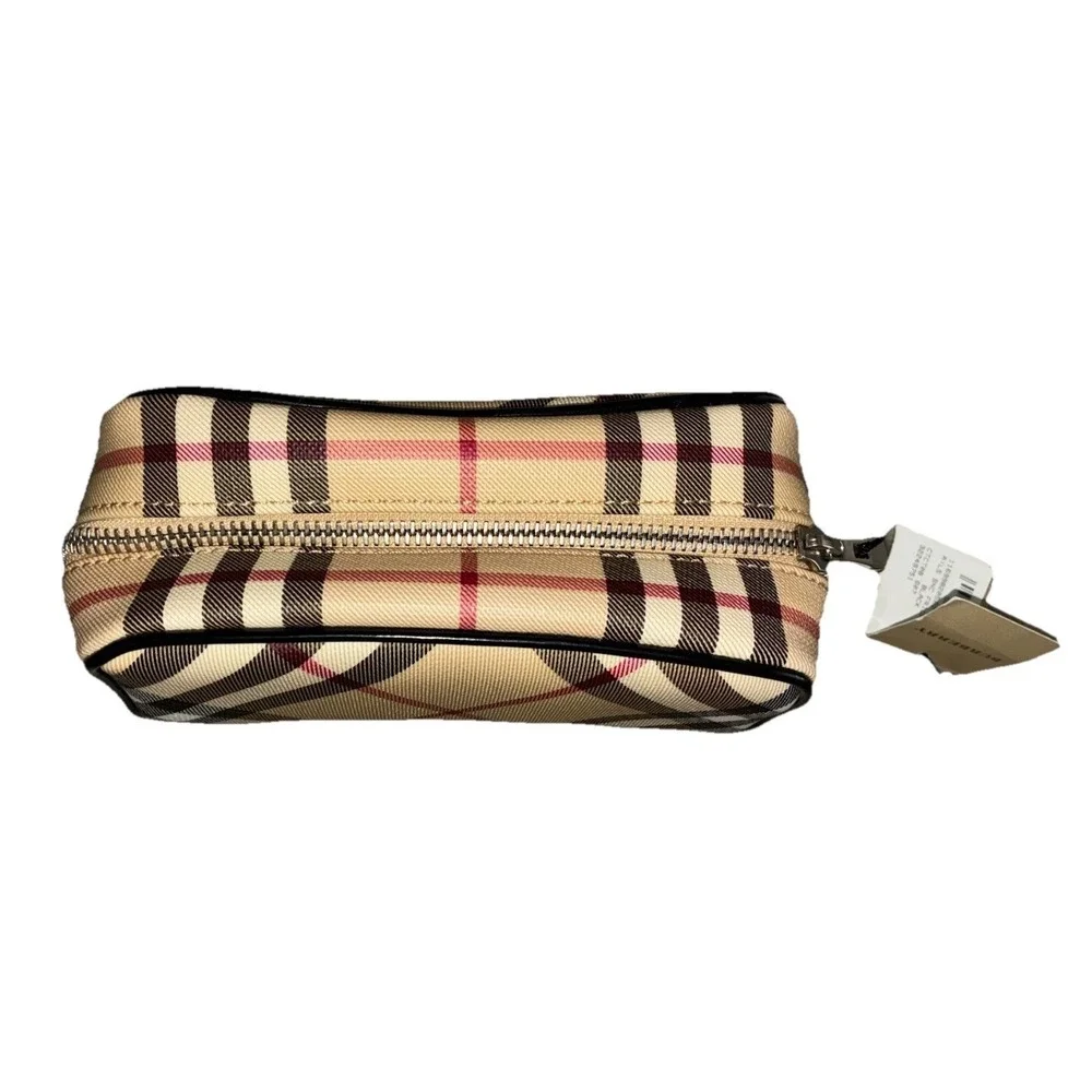 Burberry Cosmetic Bag Nova Check Black Trim Make Up Skincare Pouch NEW